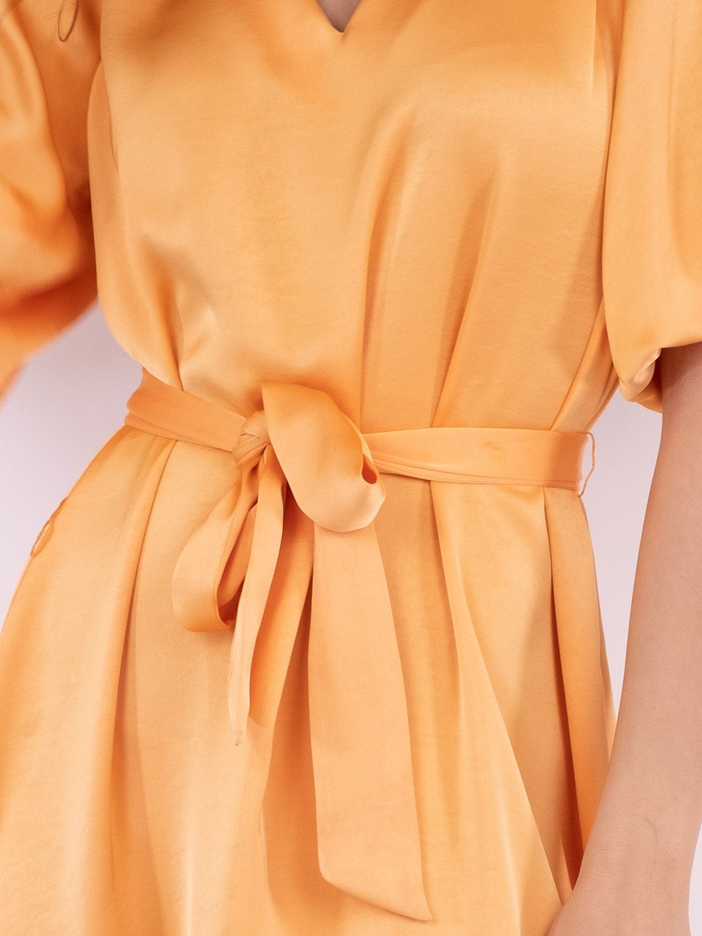 Benita Heavy Satin Dress-Orange