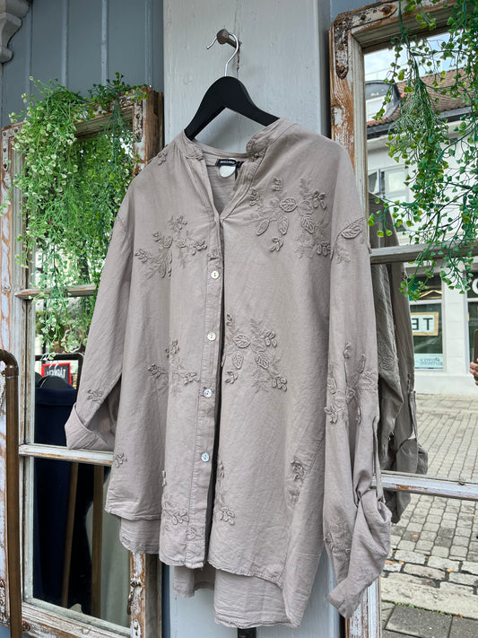 Bomull med print Taupe