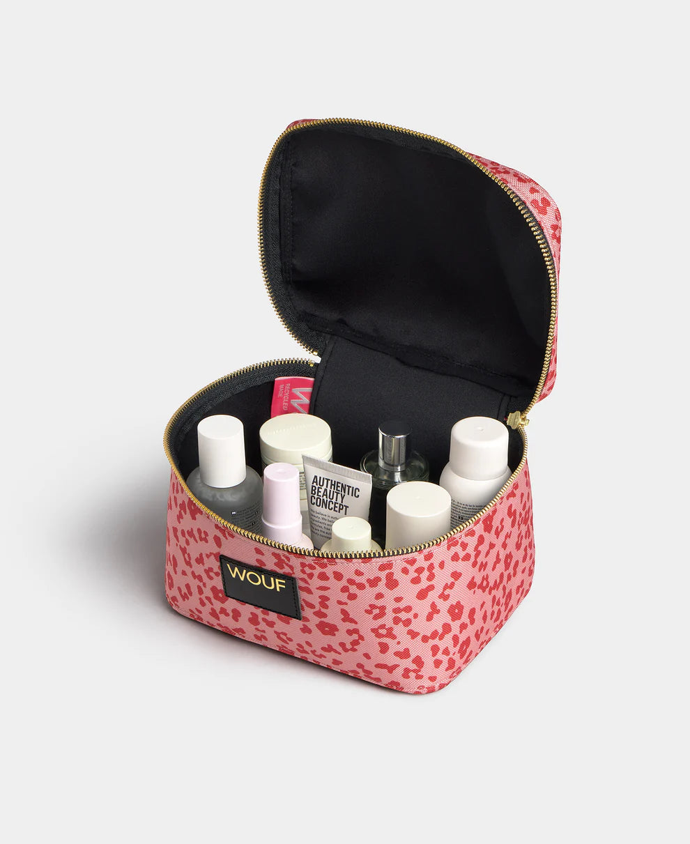 Blush leopard vanity bag