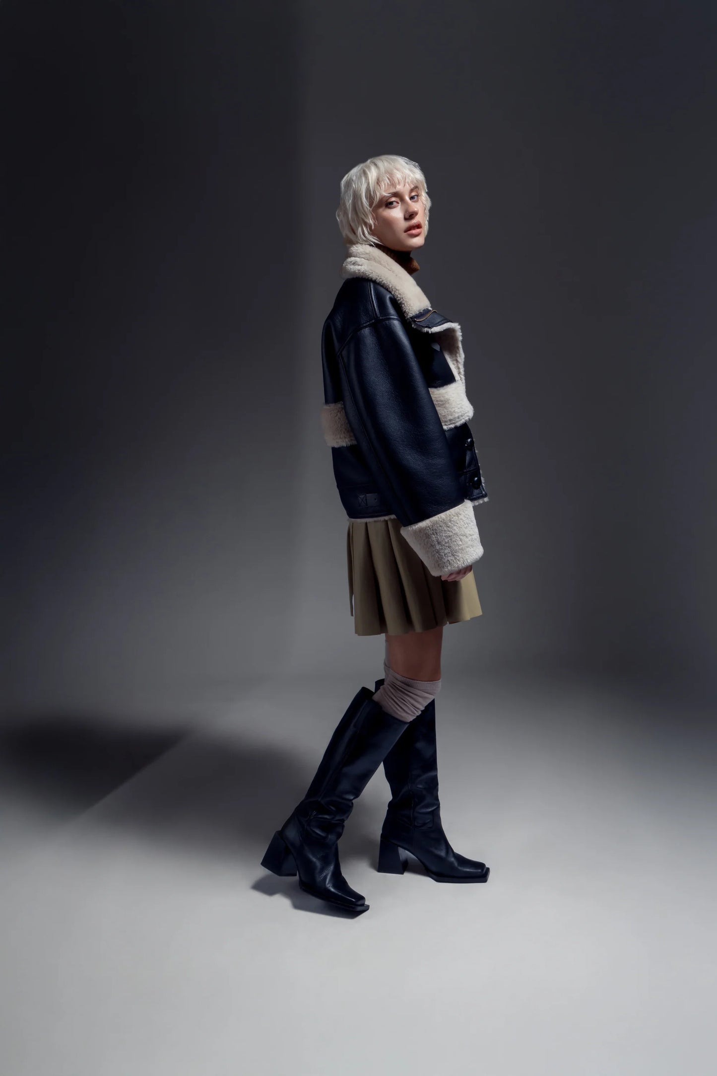 PU Bonded Fur Black/biscuit