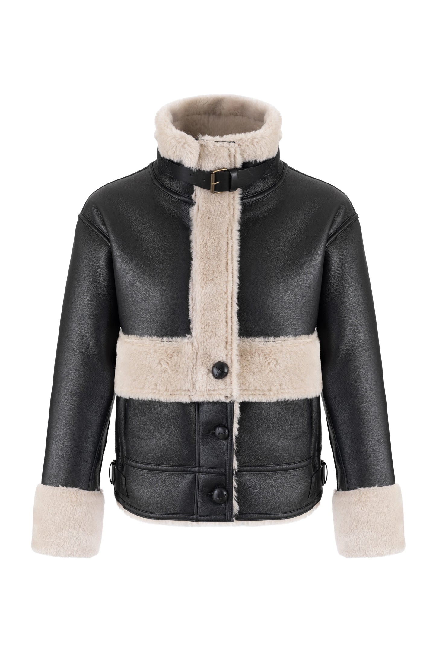 PU Bonded Fur Black/biscuit