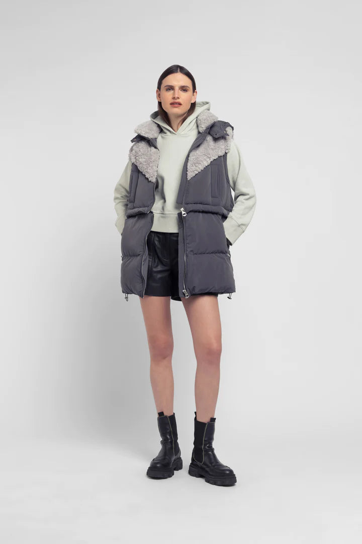 Padded Coat-Slate