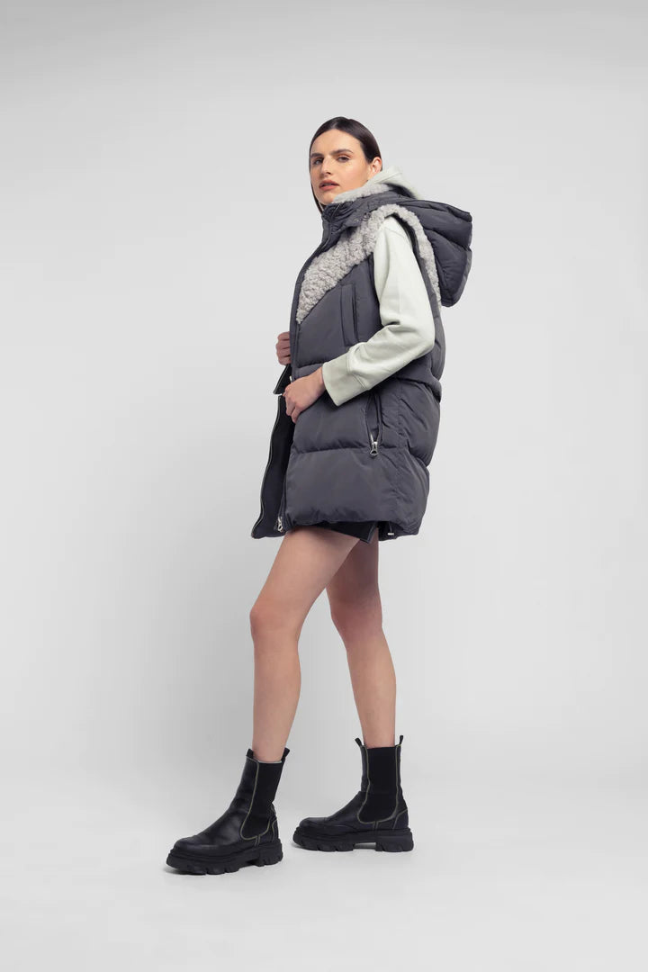 Padded Coat-Slate