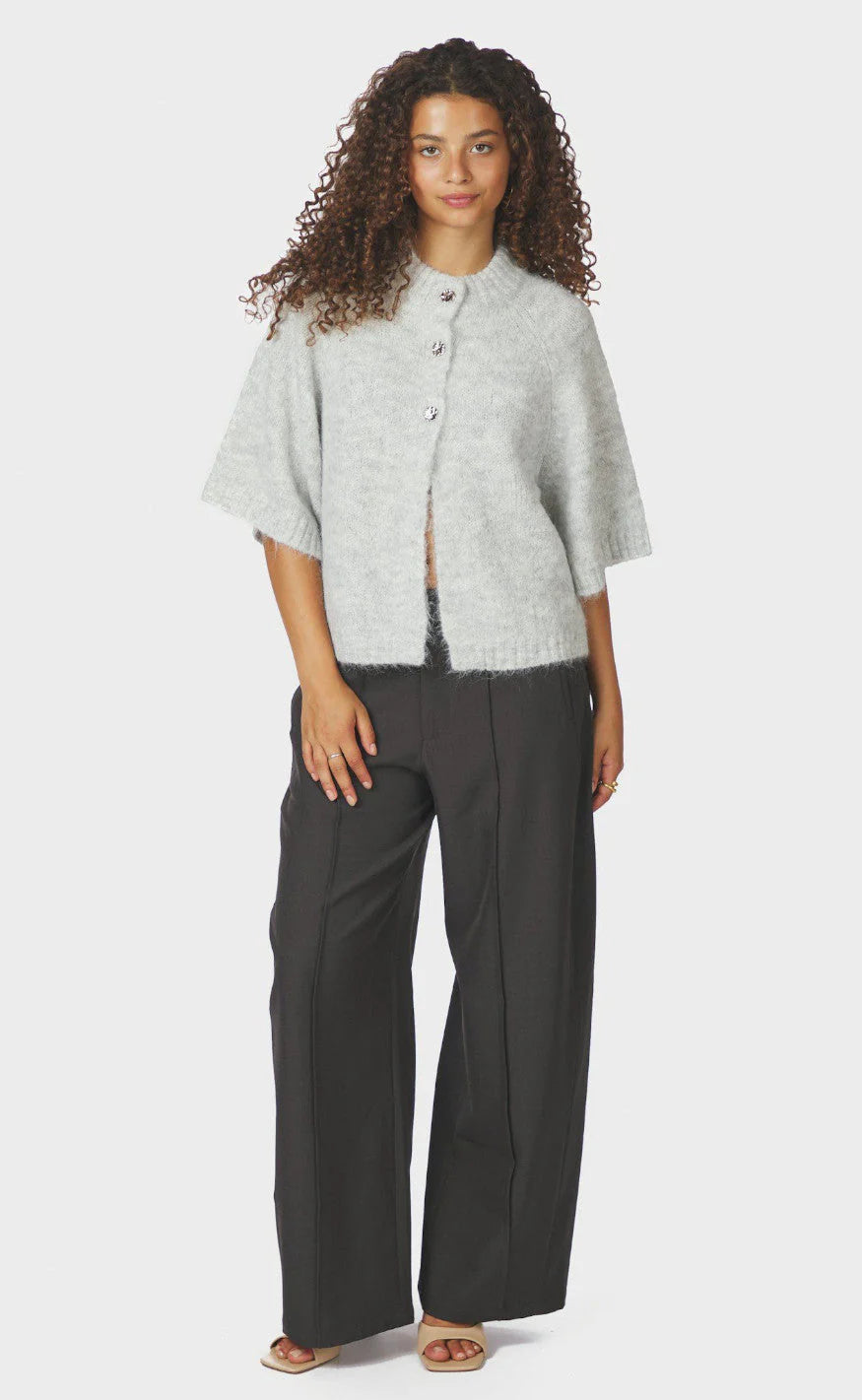 Benuta Fluffy Knit Cardigan Lys grå