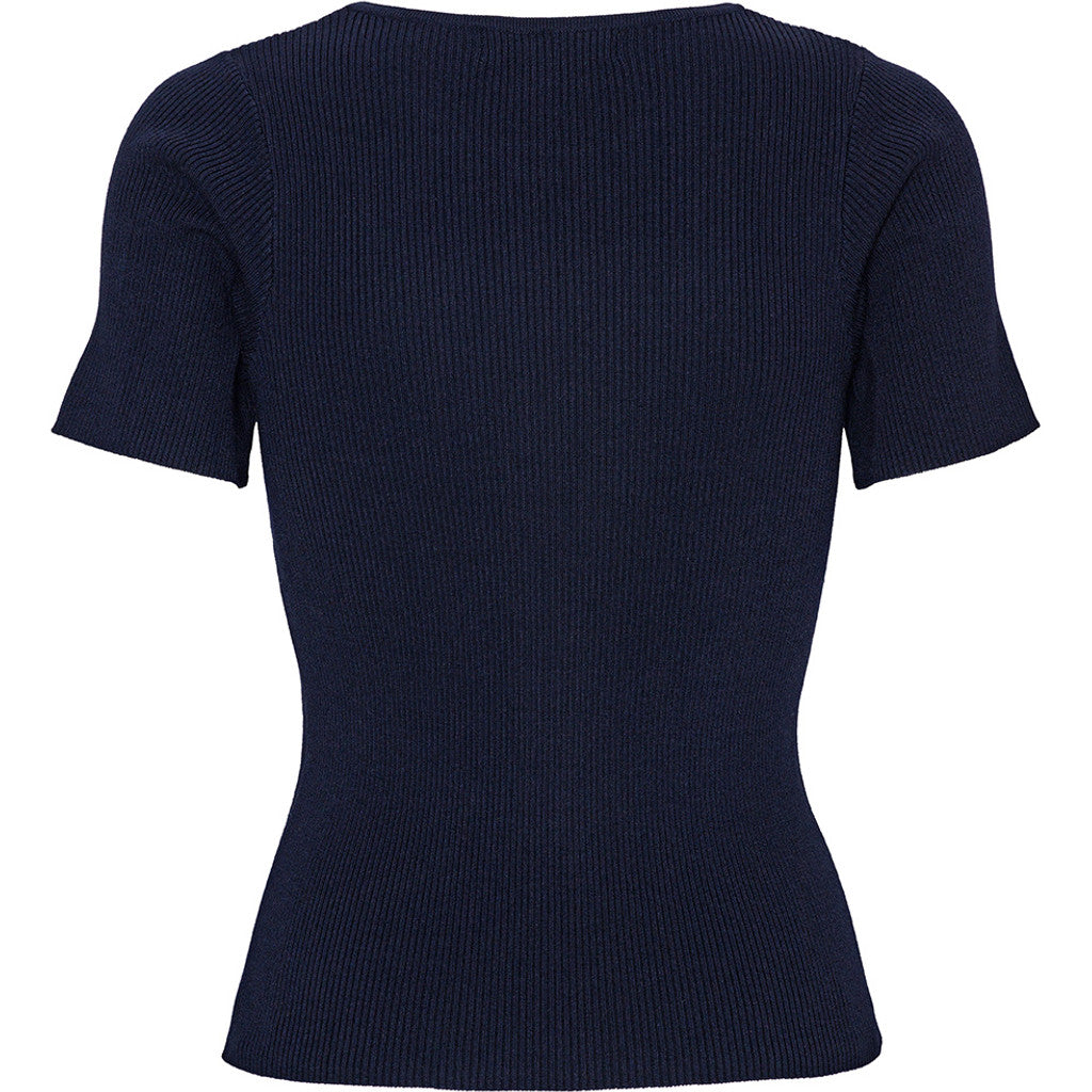 Rib knit short sleeve top