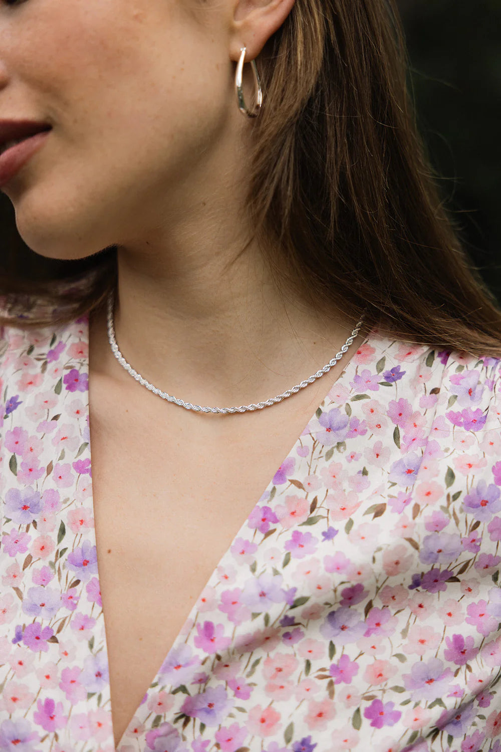 Twisted necklace thin silver