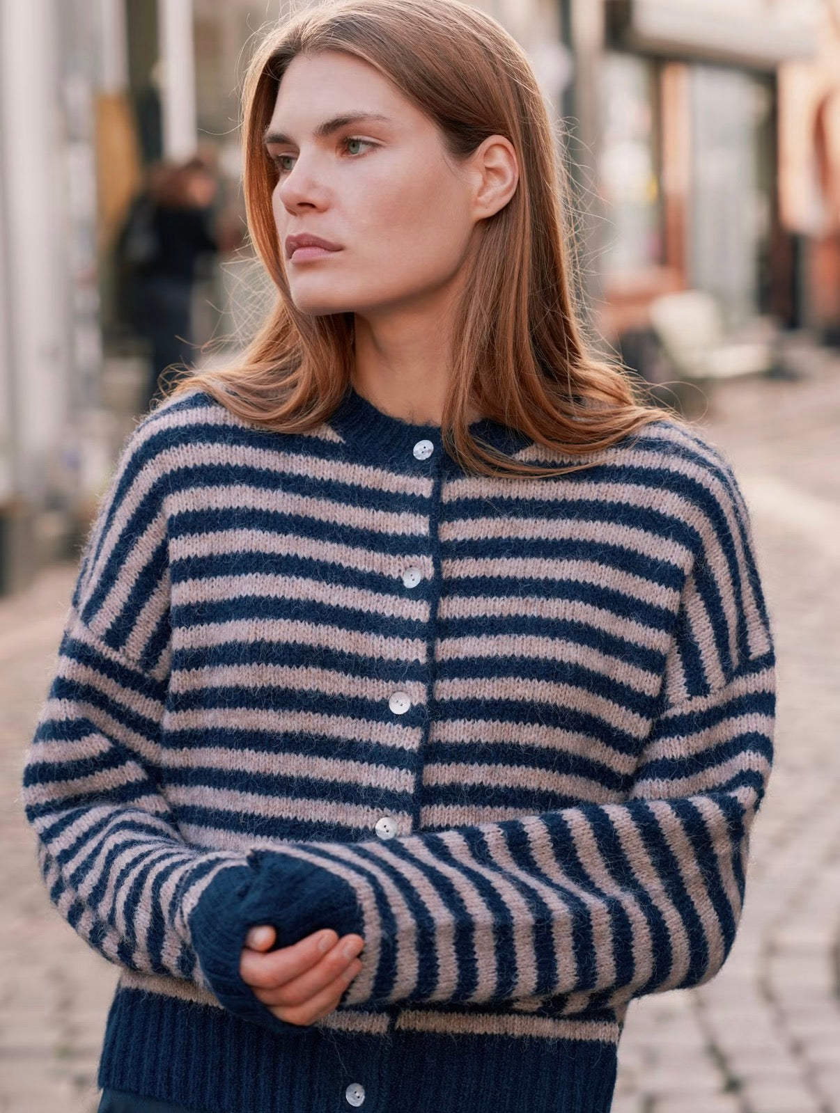 Isana Stripe Fluffy Knit Cardigan