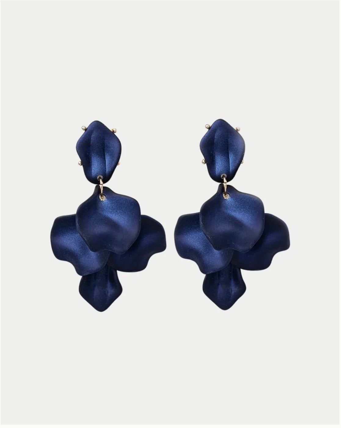 Leaf Earrings Matt - Midnight Blue