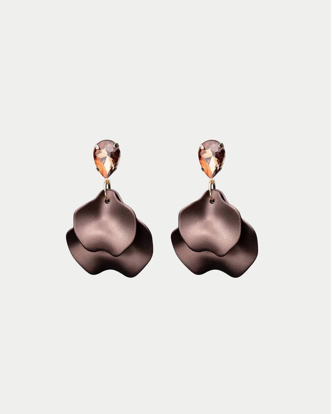 Leaf Earrings - Pearl Dark Brown