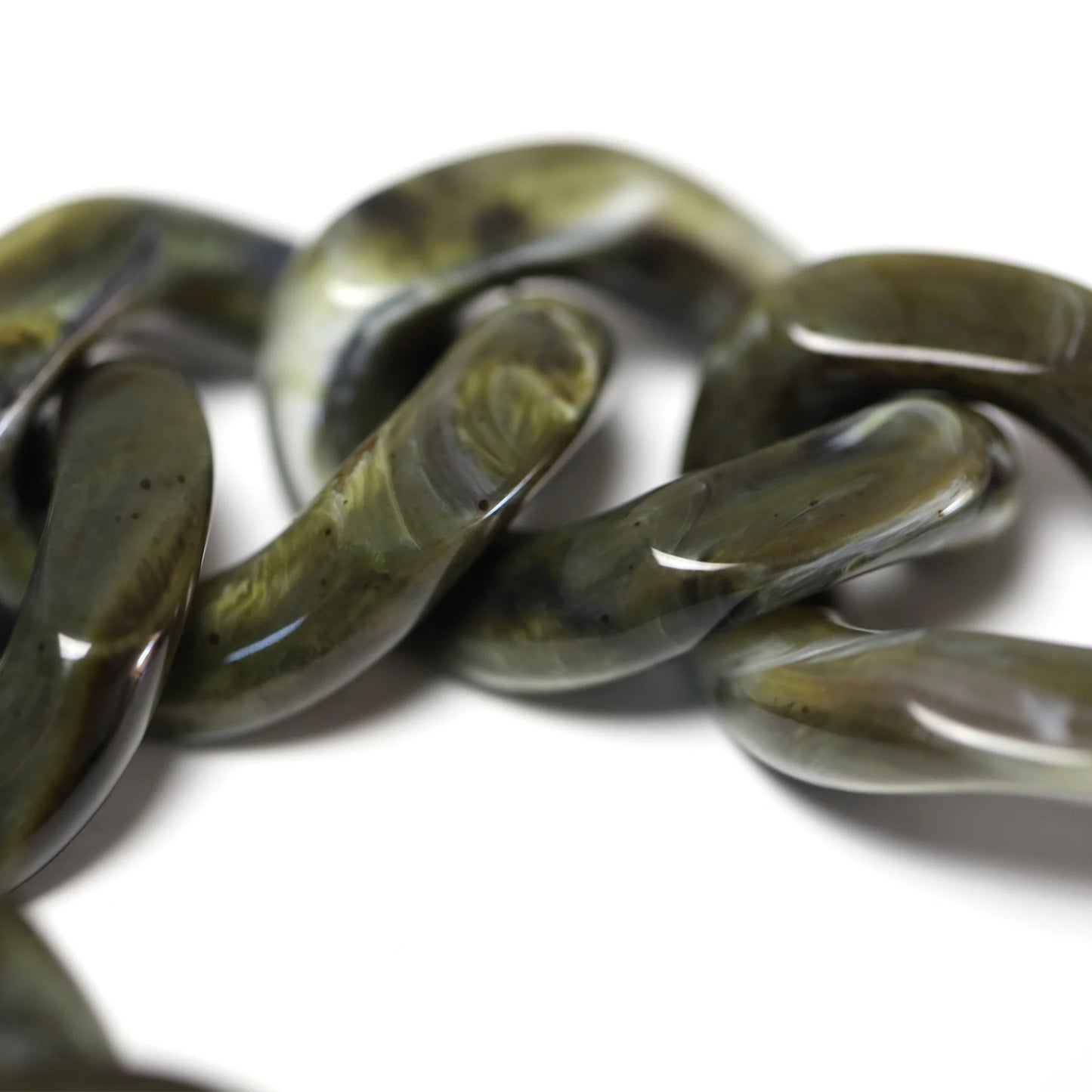 Flat Chain Bracelet-Khaki Marble