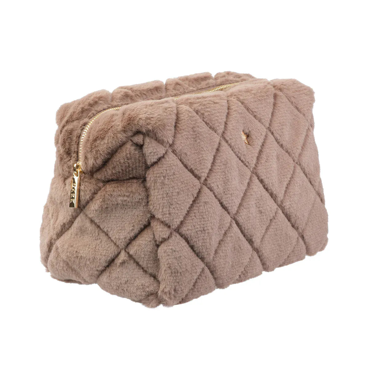 Faux Fur Quilted make-up pouch large
