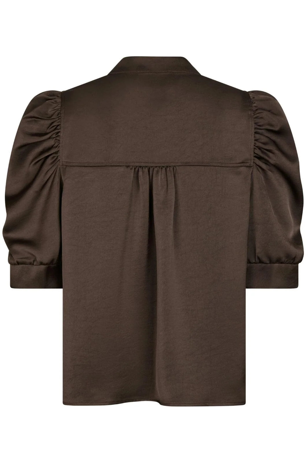 Roella Heavy Sateen Blouse- Mørkebrun
