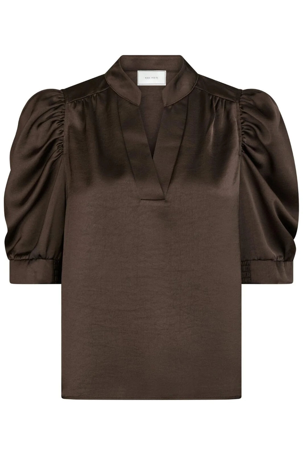 Roella Heavy Sateen Blouse- Mørkebrun