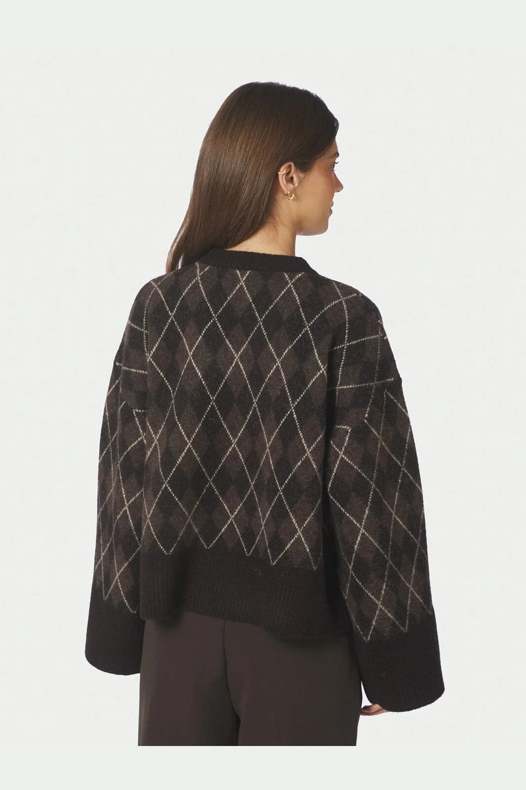 Kick check knit blouse