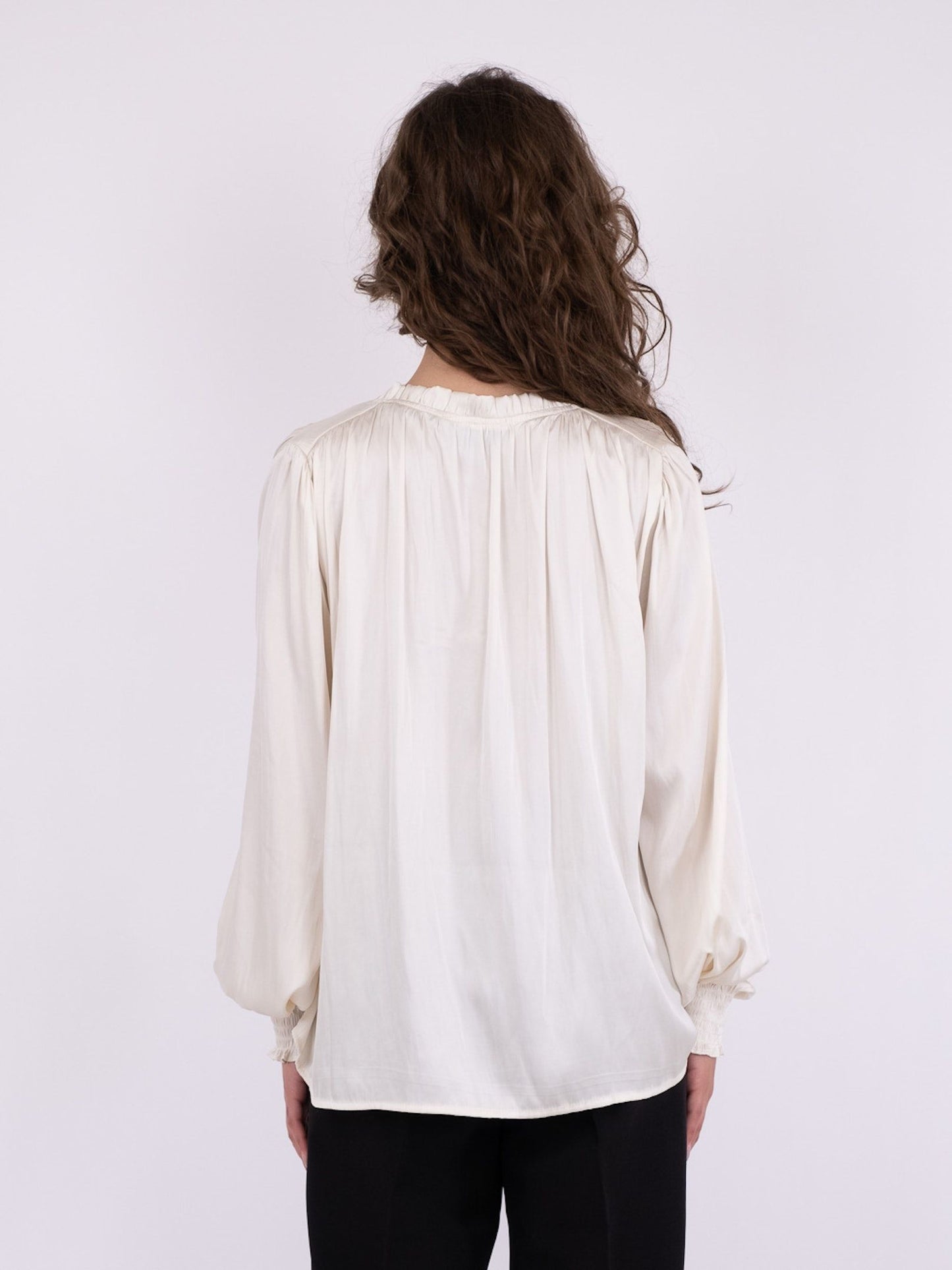 Lucie Satin Blouse-Off White