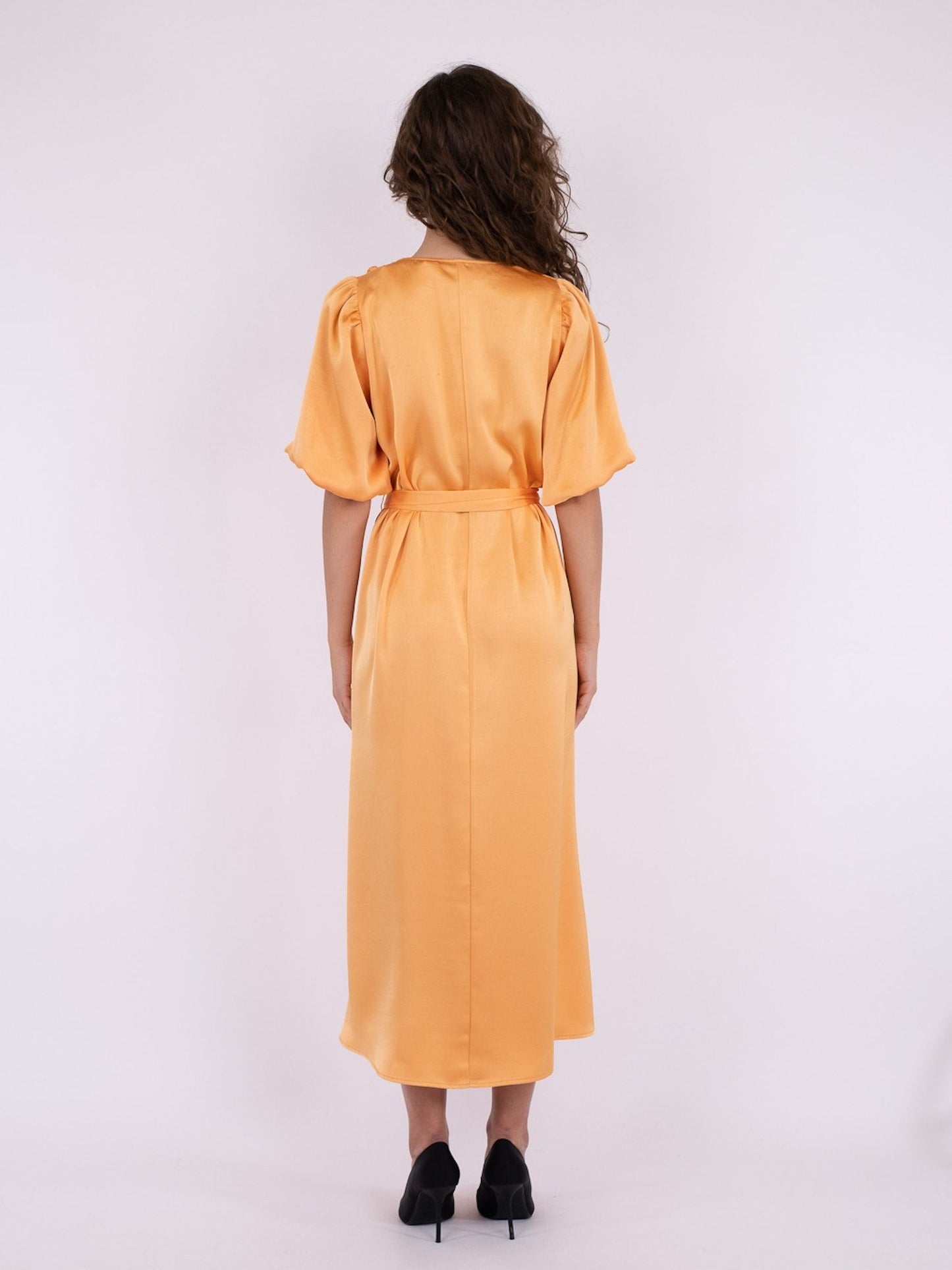 Benita Heavy Satin Dress-Orange
