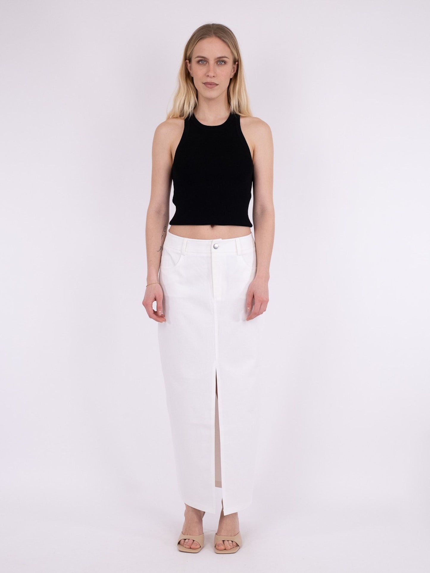 Frankie Denim Skirt-White