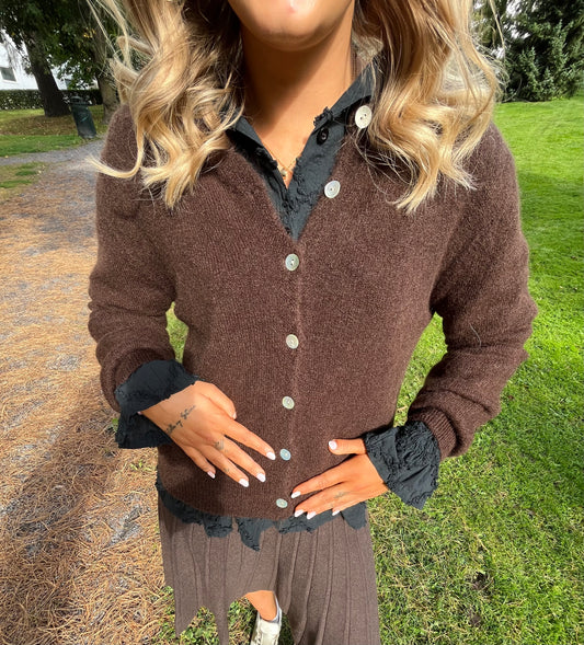 Strikket cardigan Brun