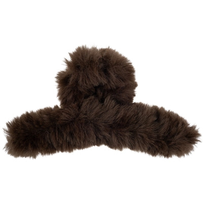 Faux Fur Hair Claw Looped - Mørkebrun