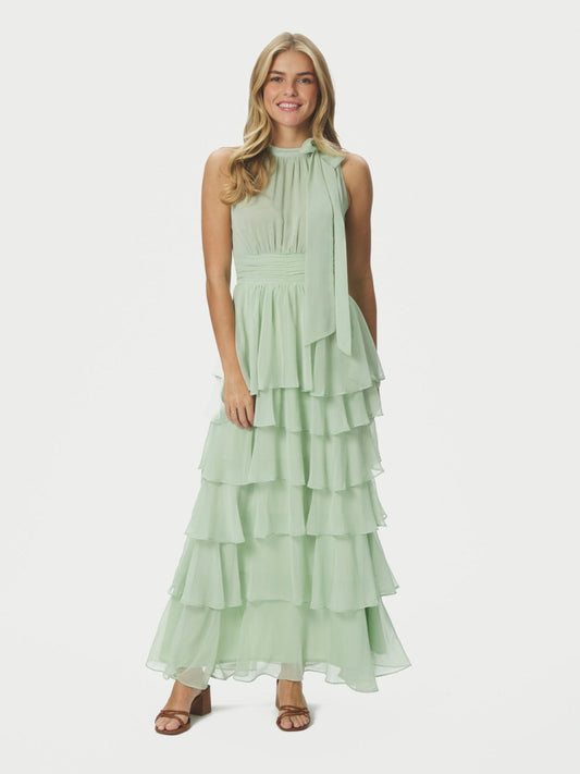 Marli Solid Chiffon dress - Light Green