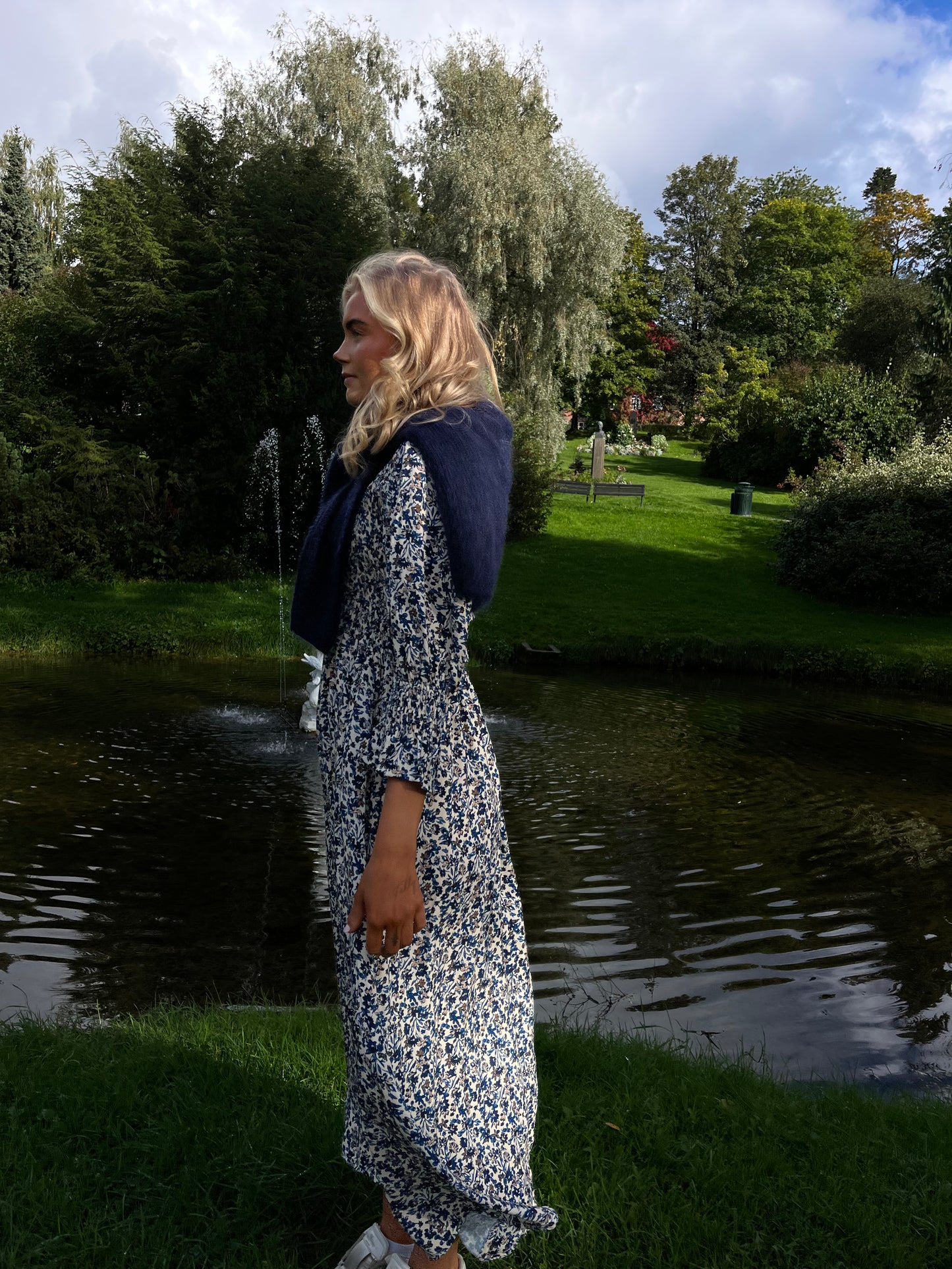 Kjole Print Viskose Marine