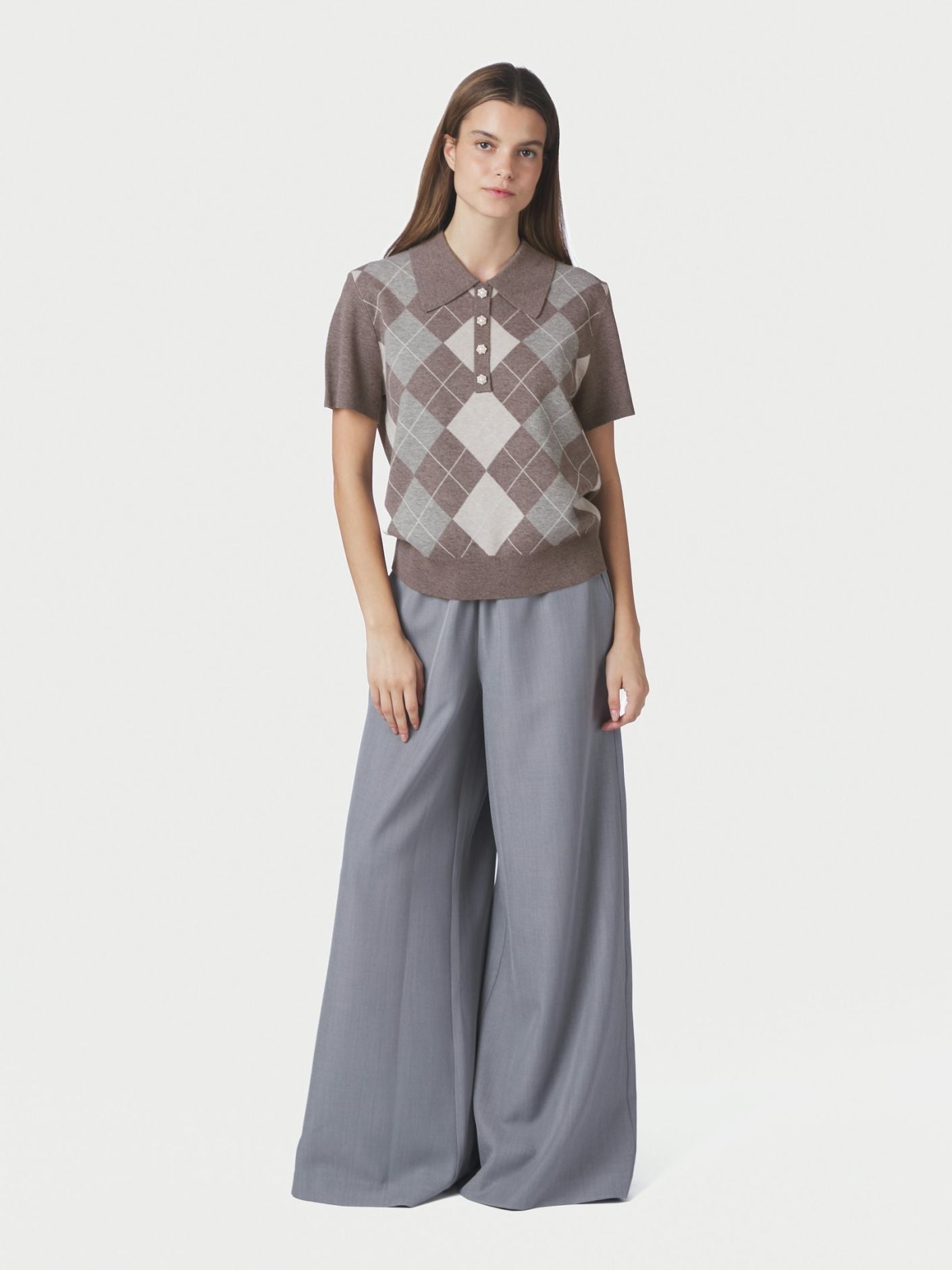 Gia check knit bouse