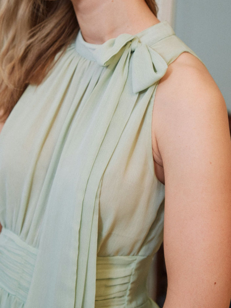Marli Solid Chiffon dress - Light Green