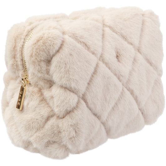 Faux Fur Quilted Make-UP Pouch Small