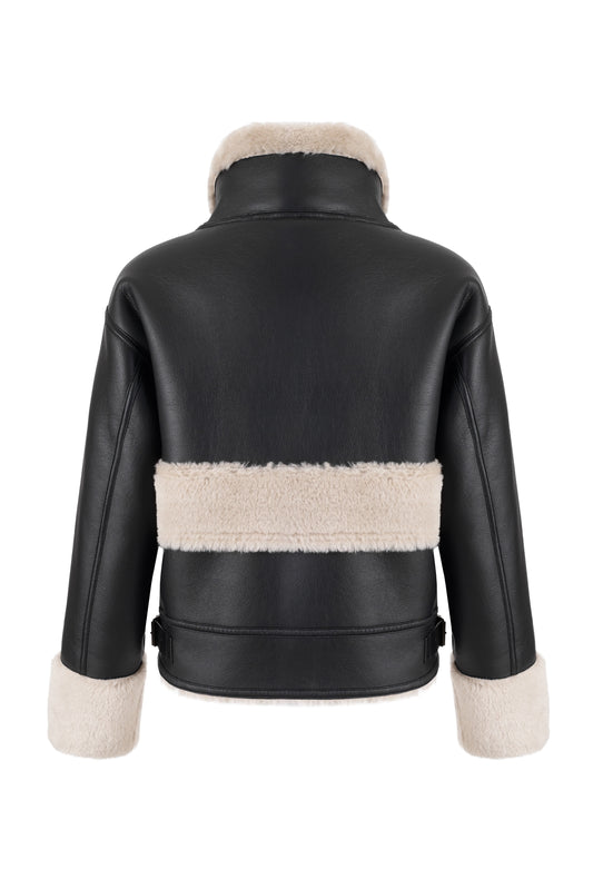 PU Bonded Fur Black/biscuit