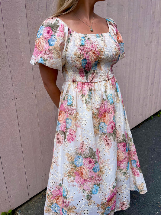 Flower Smock Romantic Dress