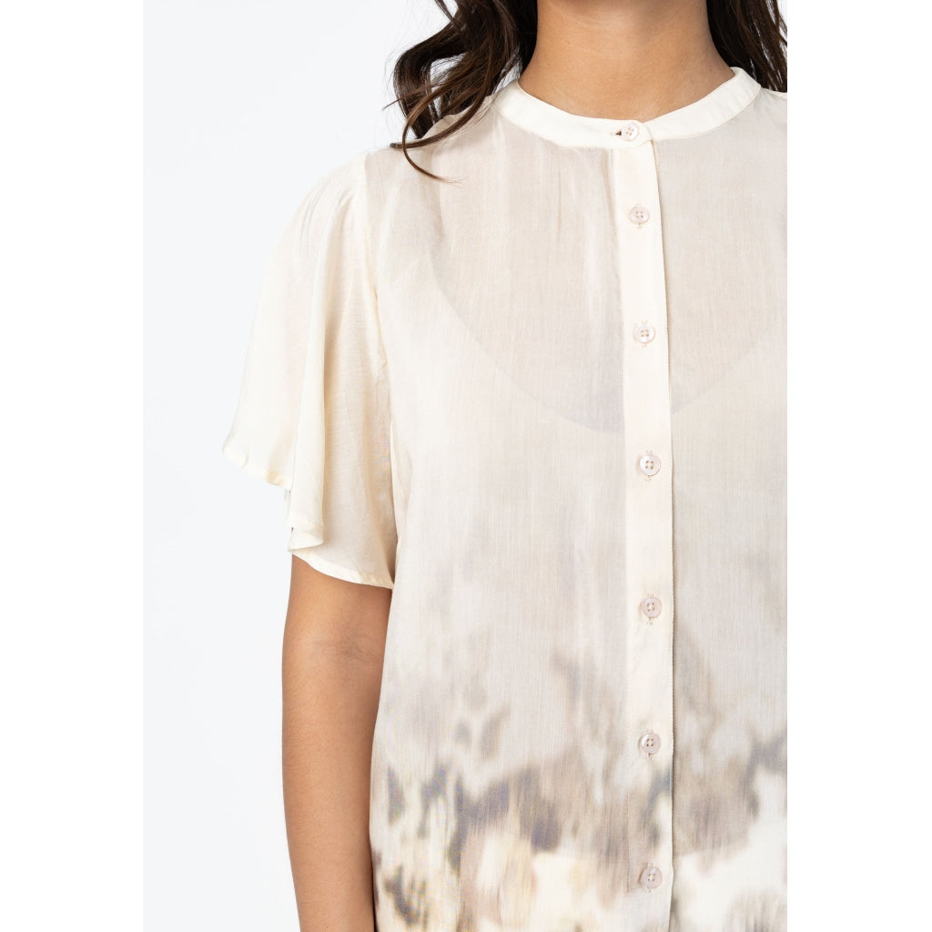 Ruffle top in floral border print