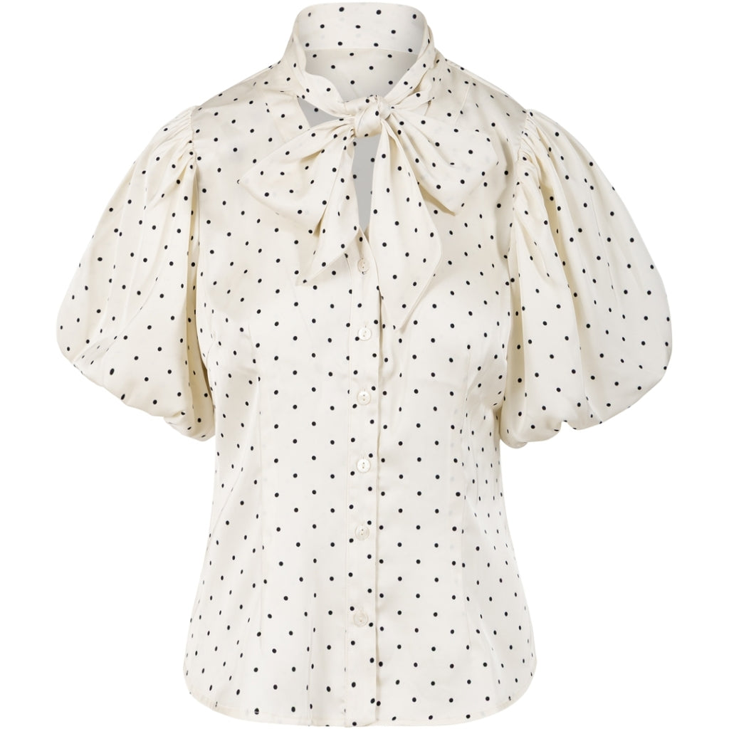 Blouse with ribbon collar