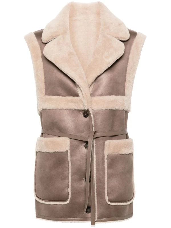 URBAN CODE REVERSIBLE SHERLING BELTED WAISTCOAT