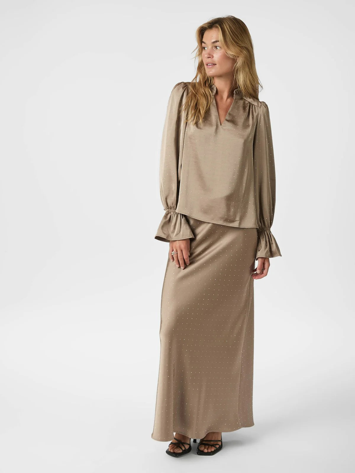 Amara Heavy Sateen Bedaz blouse Dark Taupe