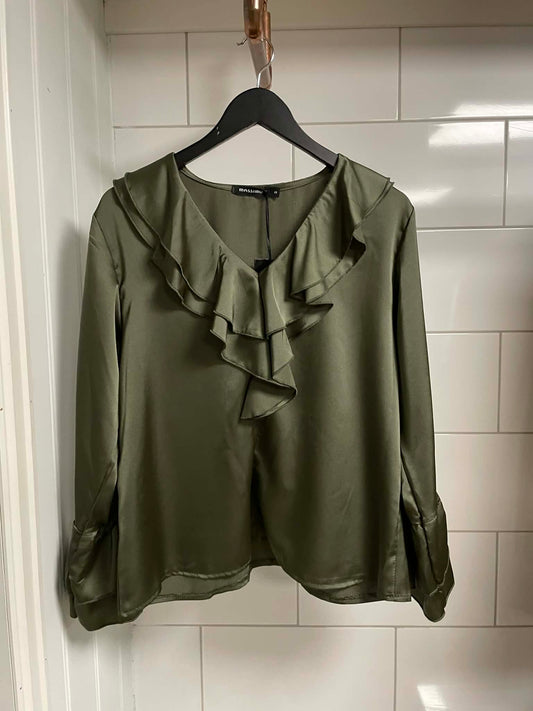 Frill sateen blouse