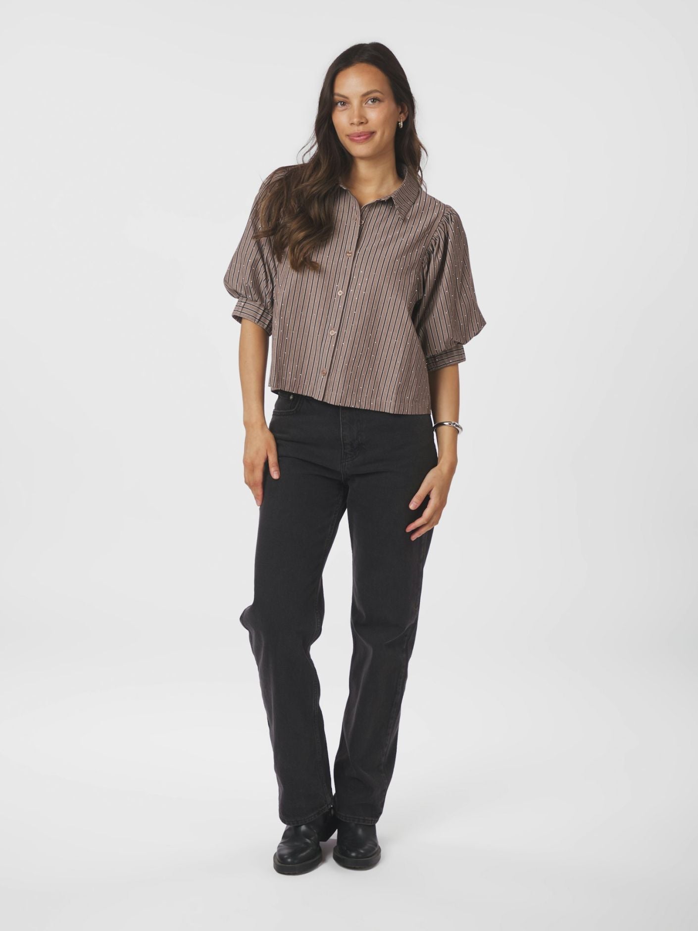 Etta Soft Stripe Stone Shirt FORHÅNDSORDRE