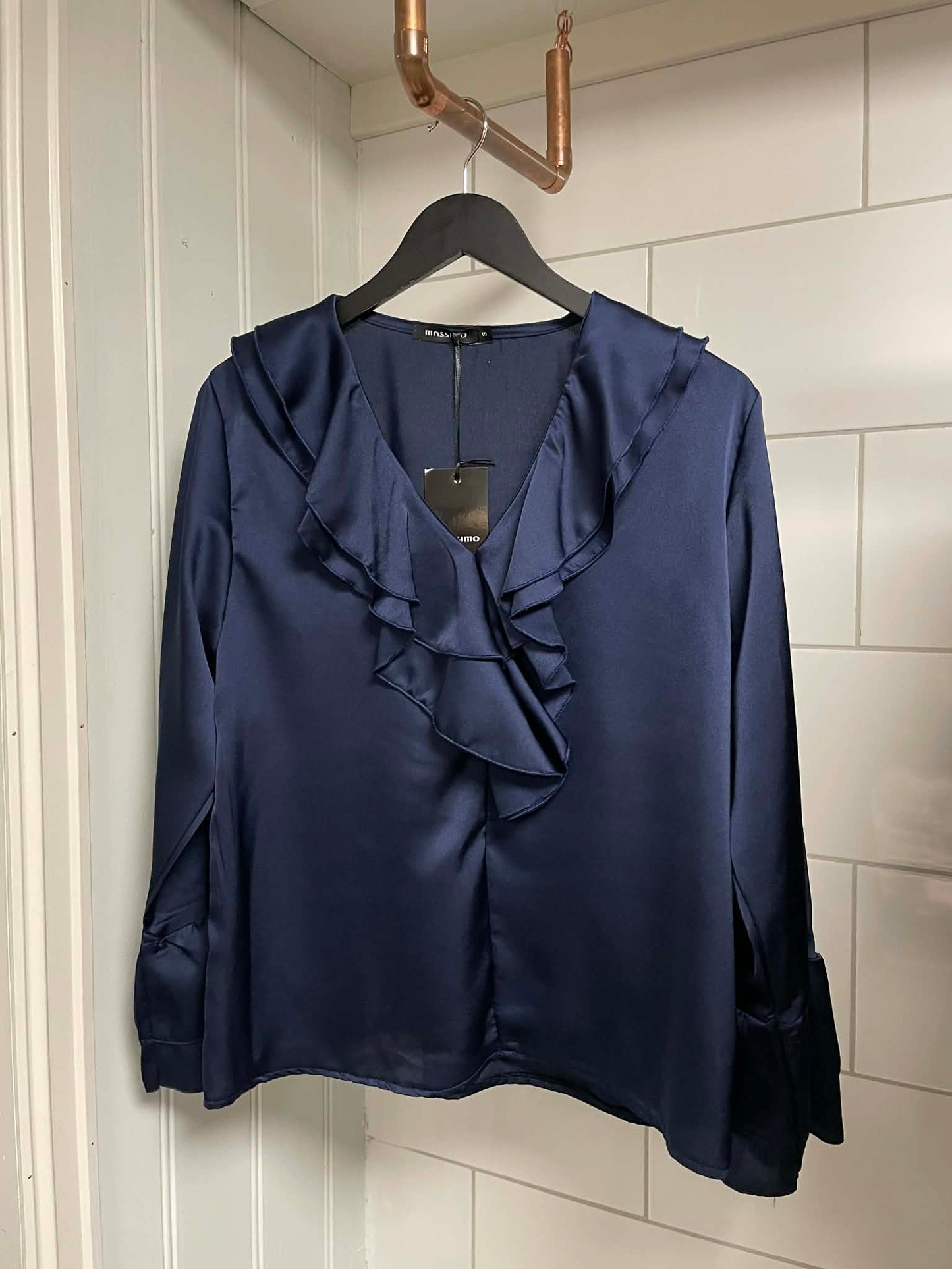 Frill sateen blouse