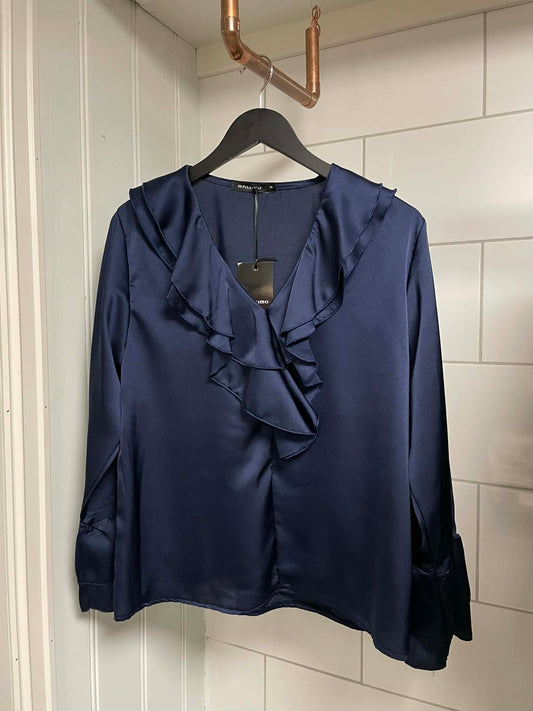 Frill sateen blouse