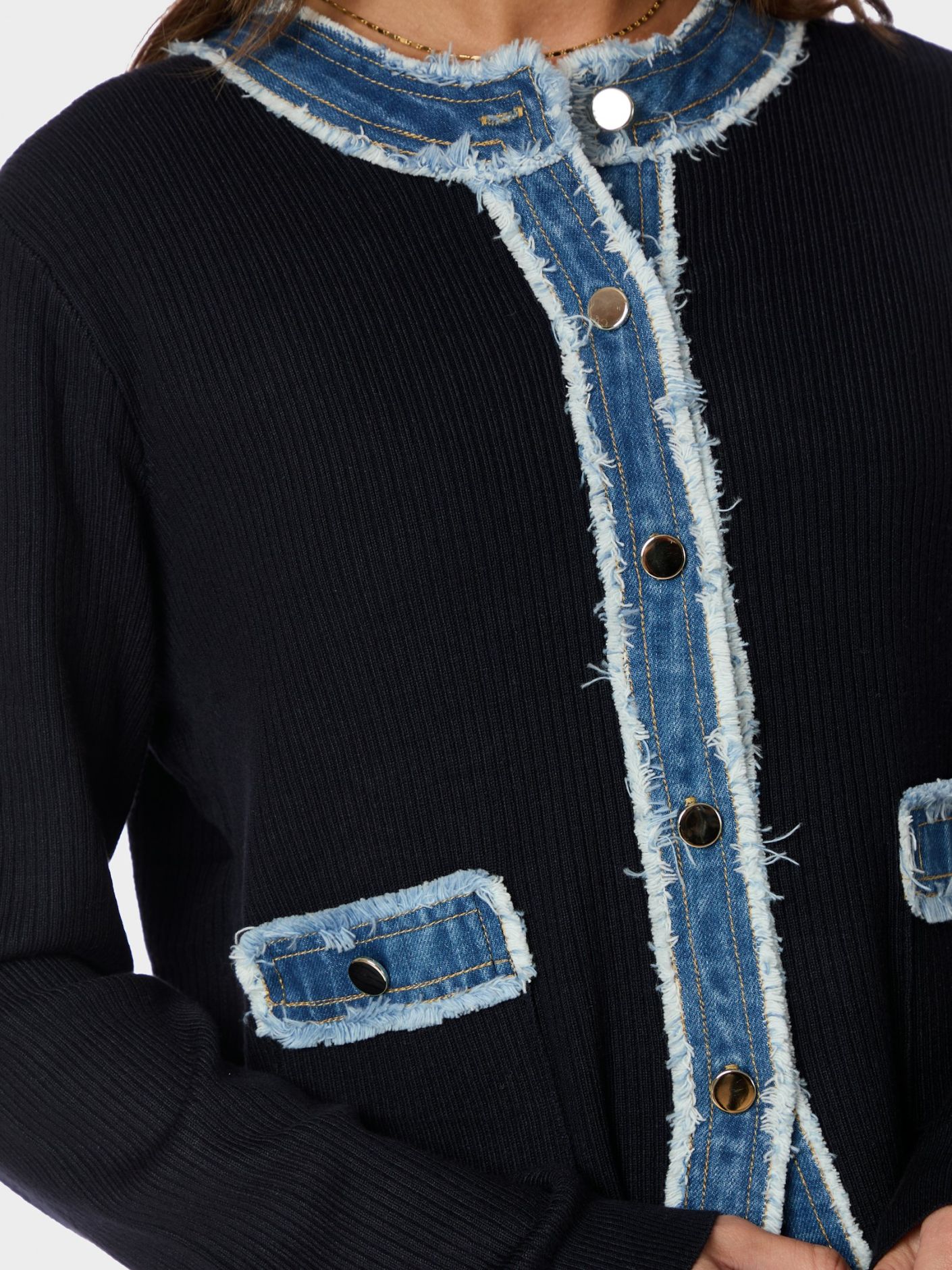 Zelma Knit Denim Cardigan