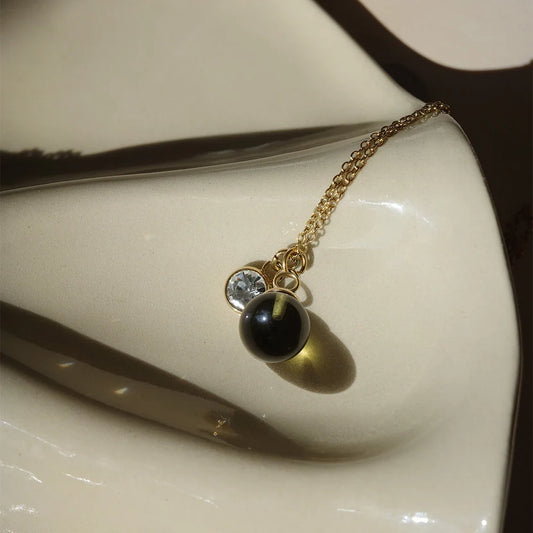 Kort kjede med glasskule, Olive - Pure Steel