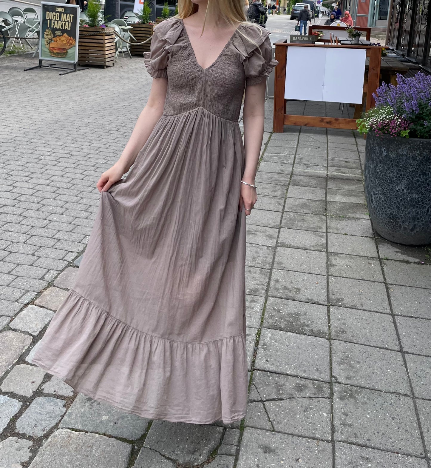 Taupe Smock Dress