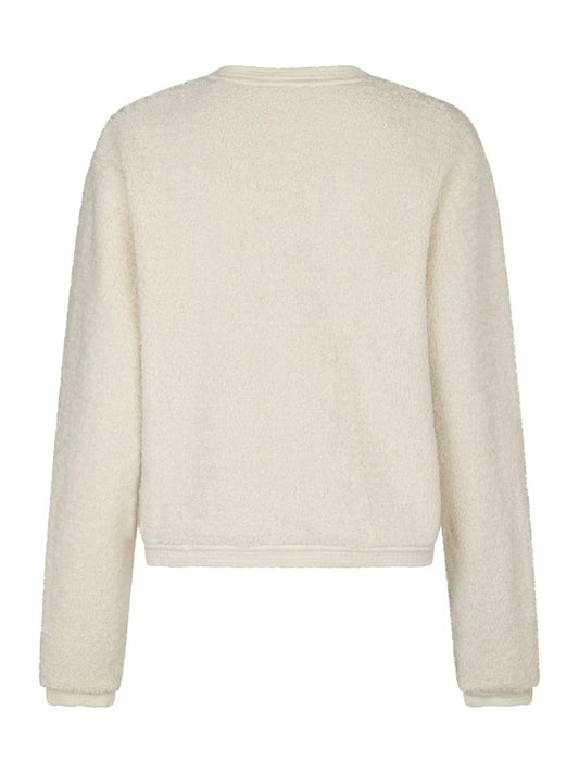 Limo Fluffy Knit Cardigan Creme