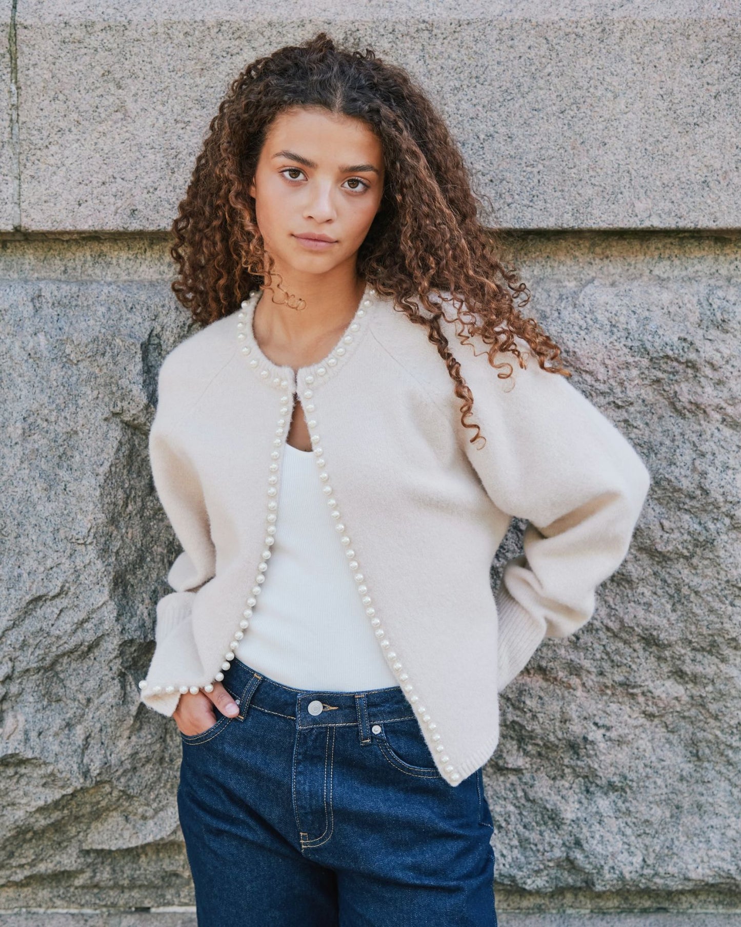 Lilly pearl cardigan Ivory