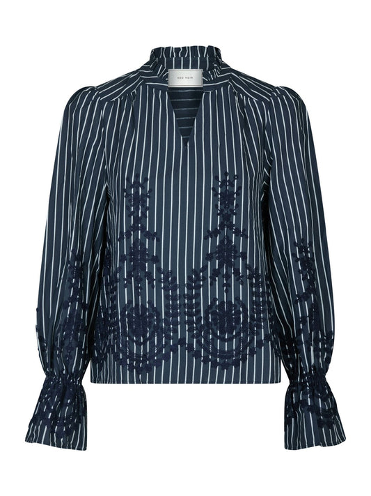 Amara Stripe Emb Blouse FORHÅNDSORDRE