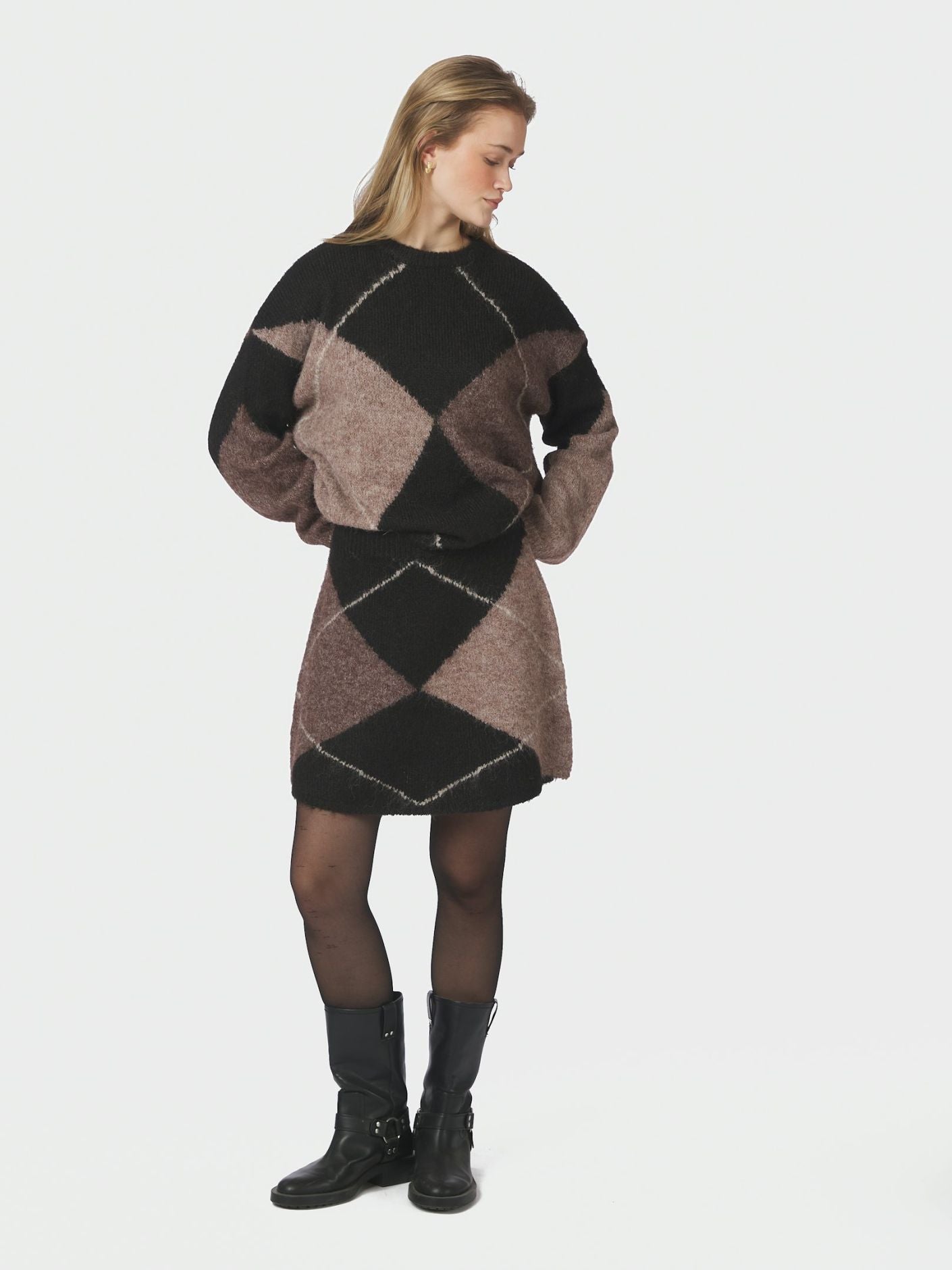 Gisa Check fluff Knit skirt