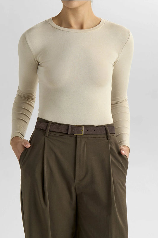 Emira Belt, Suede Dark Brown