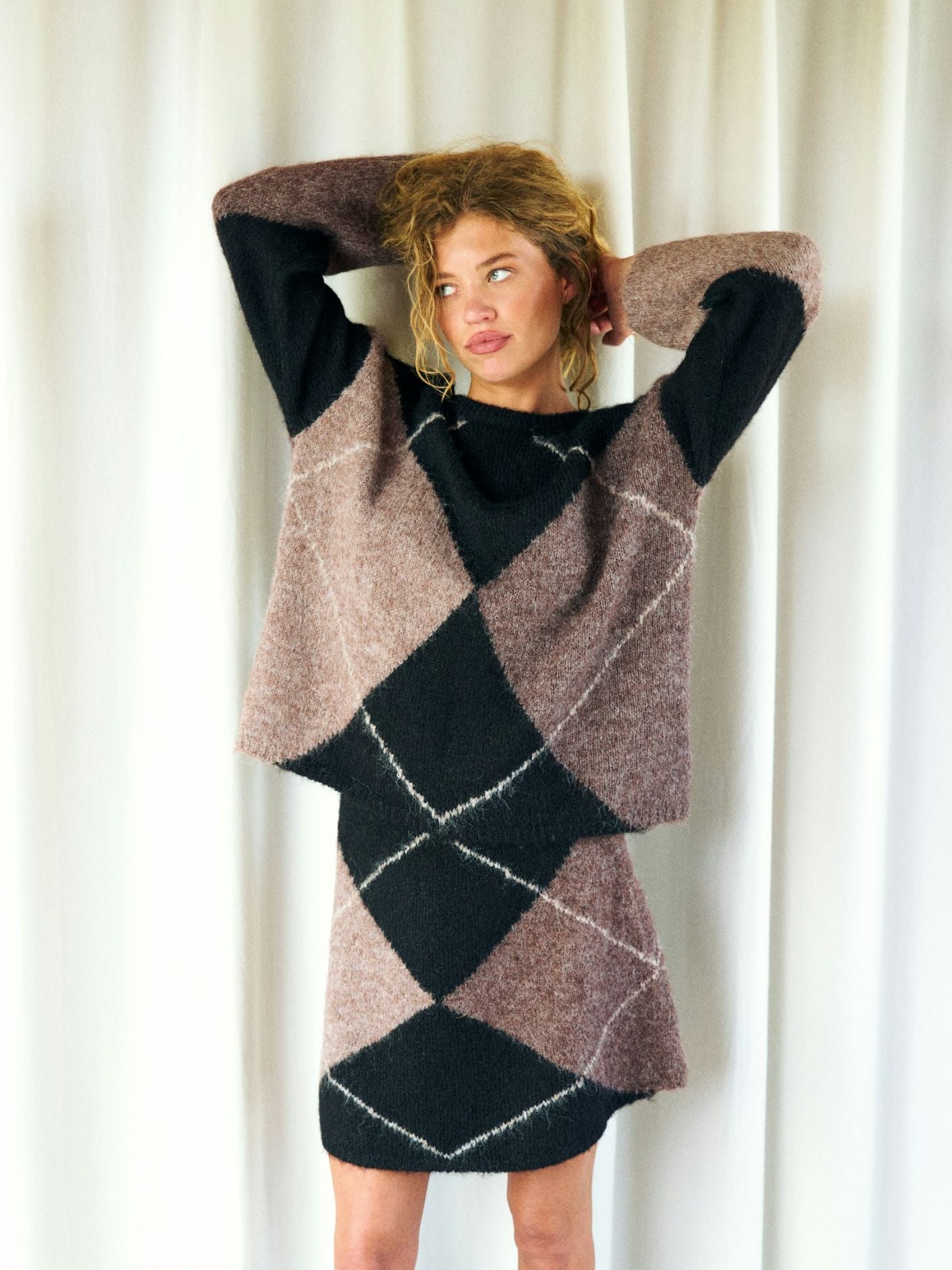 Gisa Check fluff Knit skirt