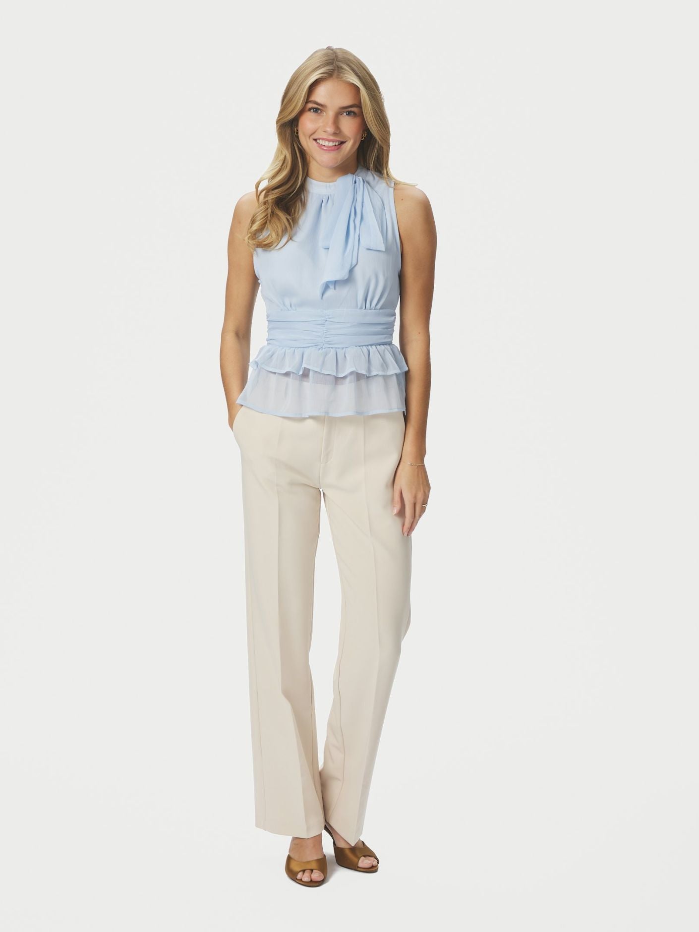 Ansol solid chiffon top