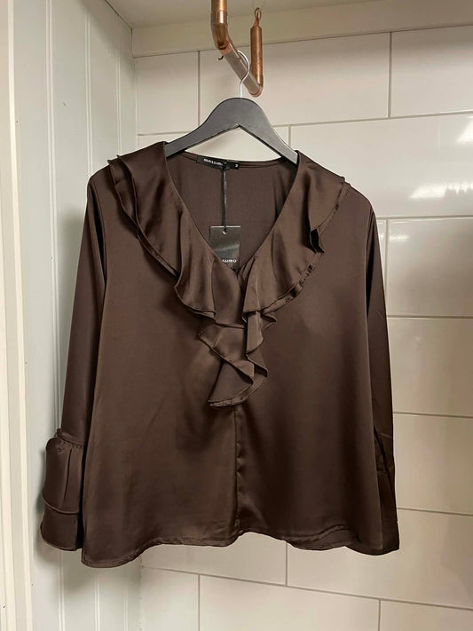 Frill sateen blouse