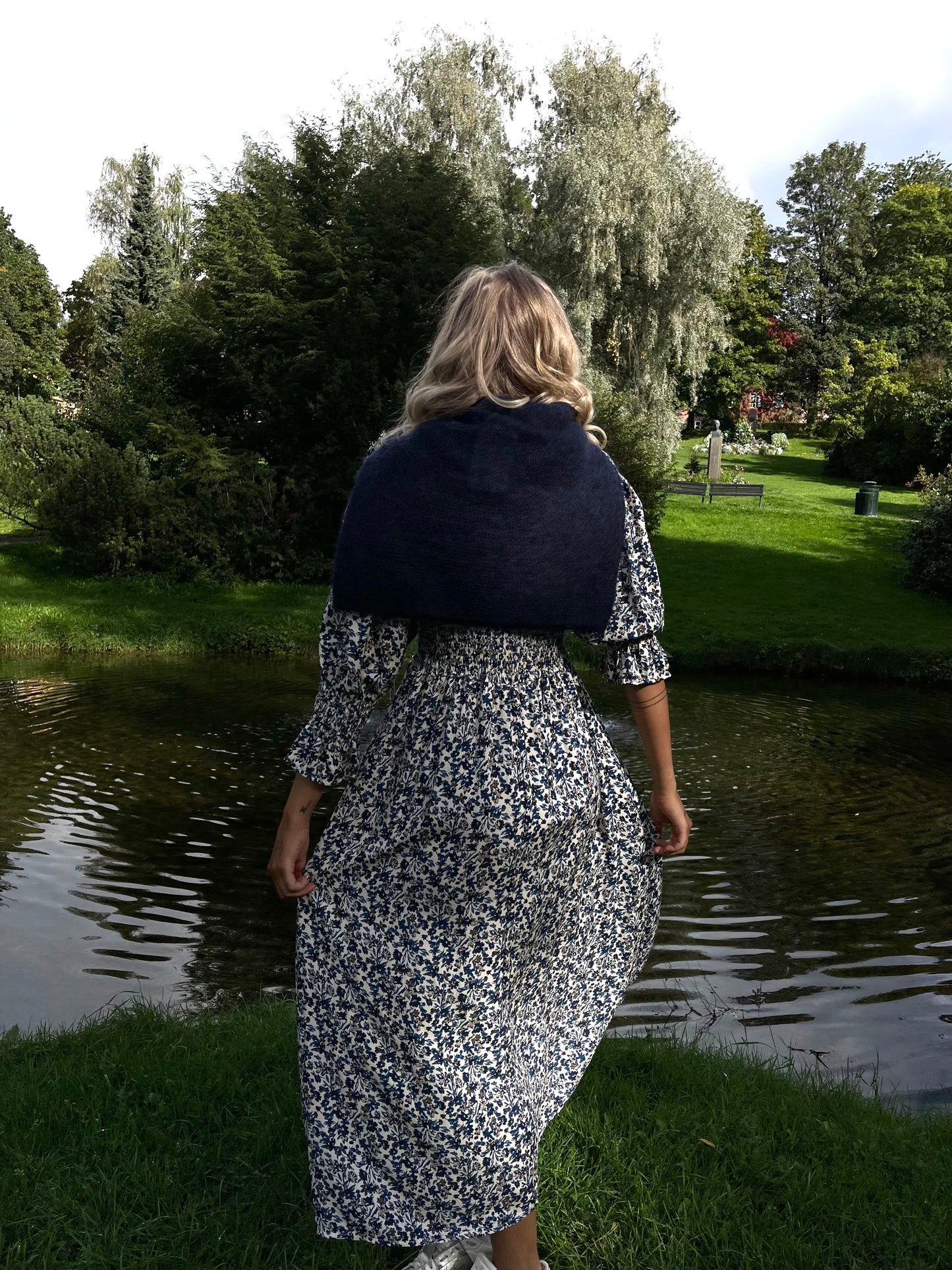 Kjole Print Viskose Marine